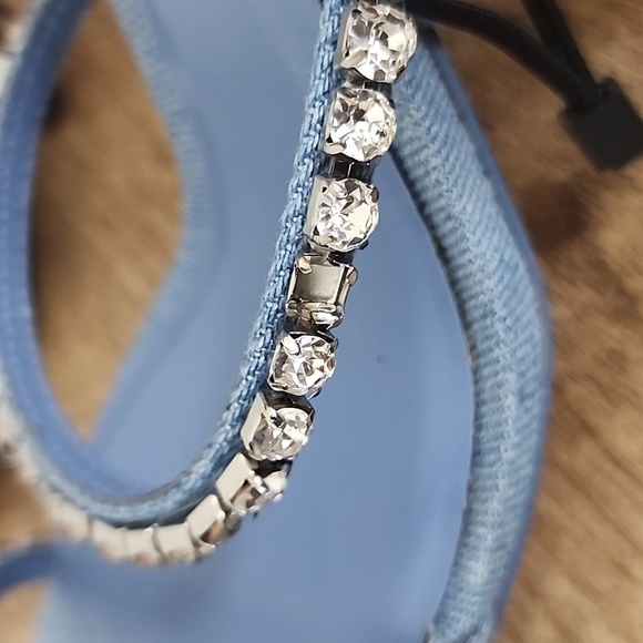 Zara Rhinestone Heeled Denim Sandals size 37 - Picture 6 of 9